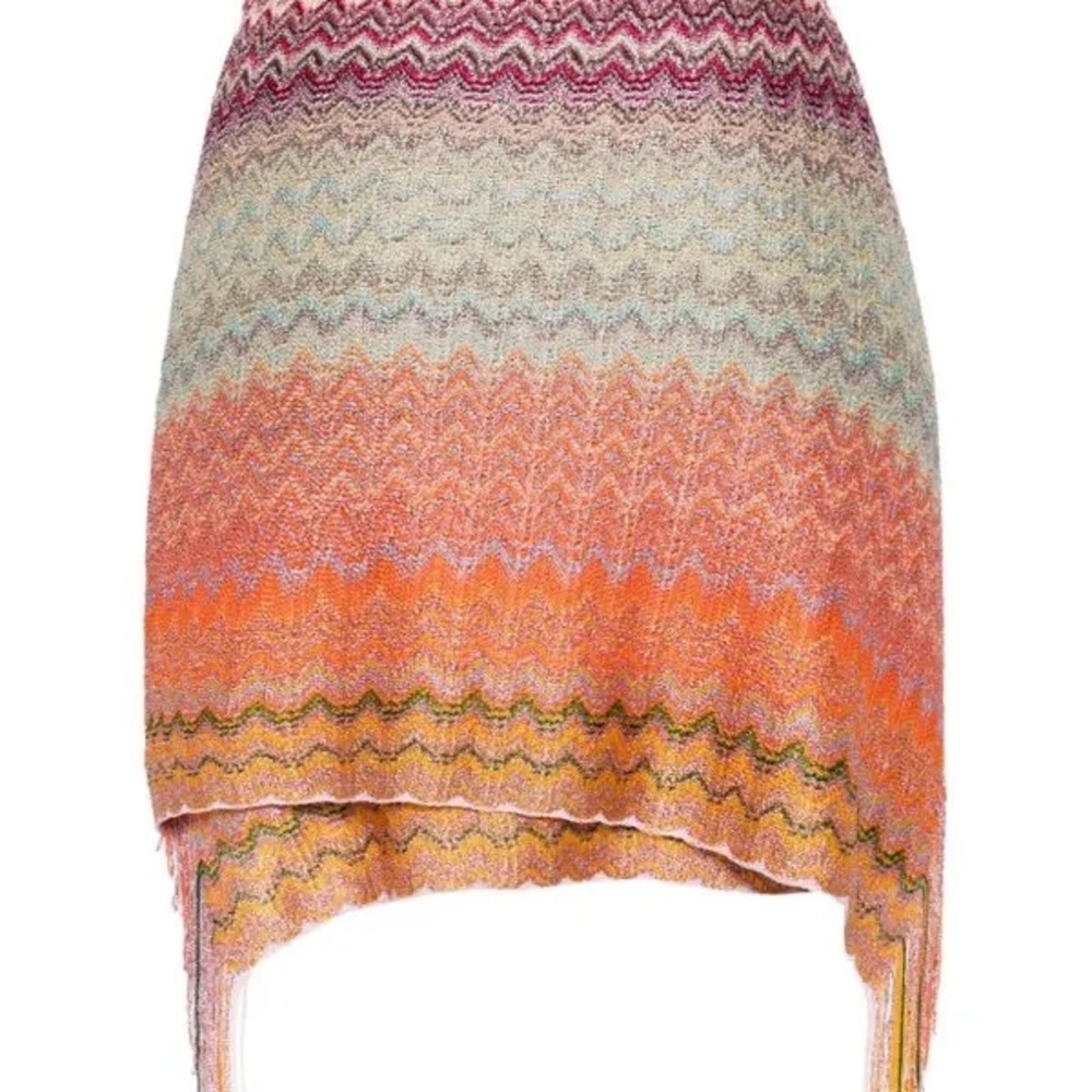 NWT Missoni Multicolor Chevron Knit Sarong Wrap Pareo in Blue, Orange, & Yellow - Picture 7 of 7